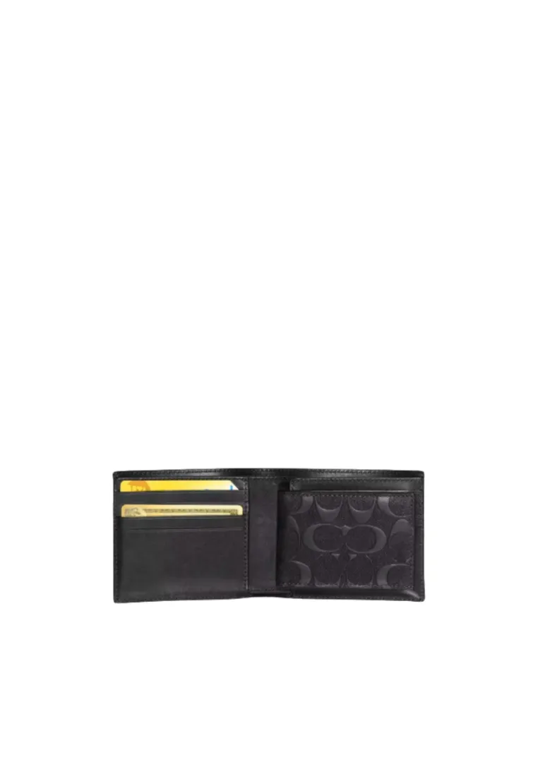 Coach 3 In 1 Wallet In Signature Leather Embossed In Black CR957