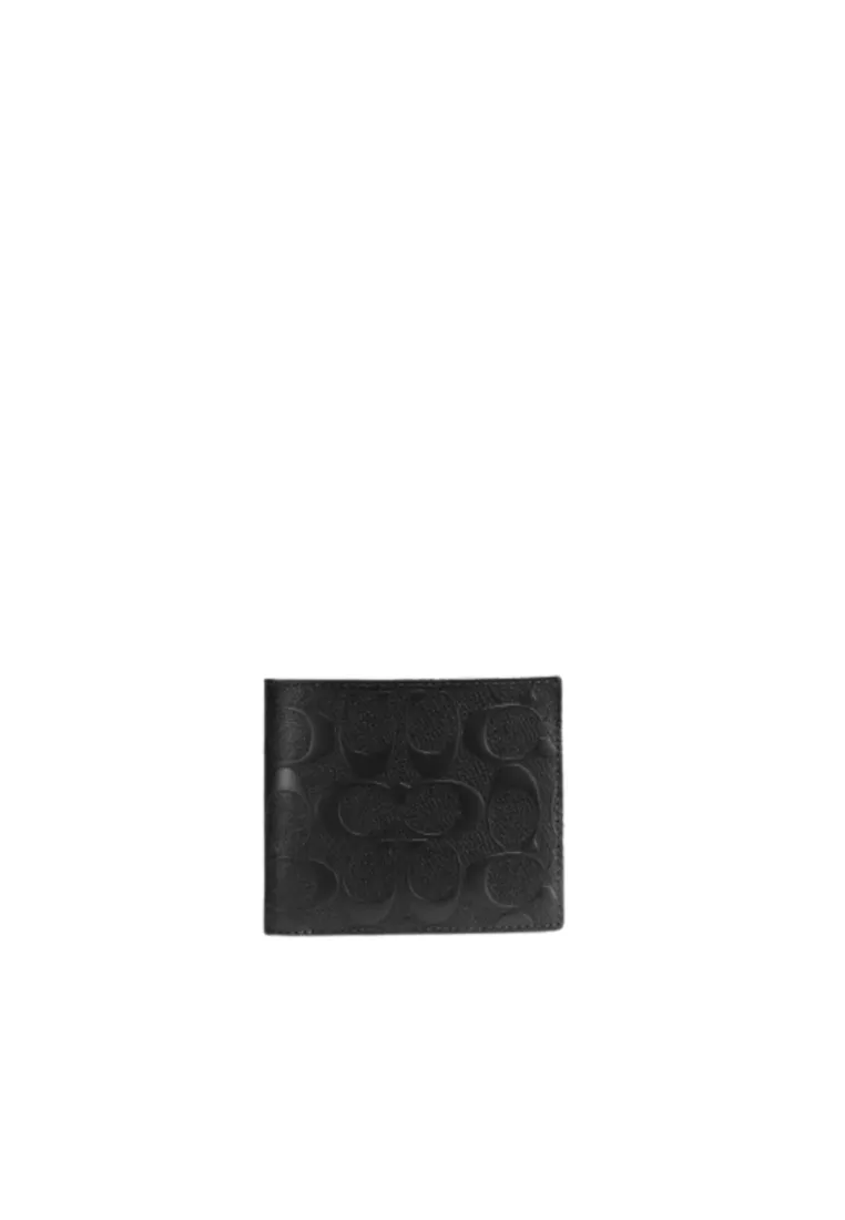 Coach 3 In 1 Wallet In Signature Leather Embossed In Black CR957