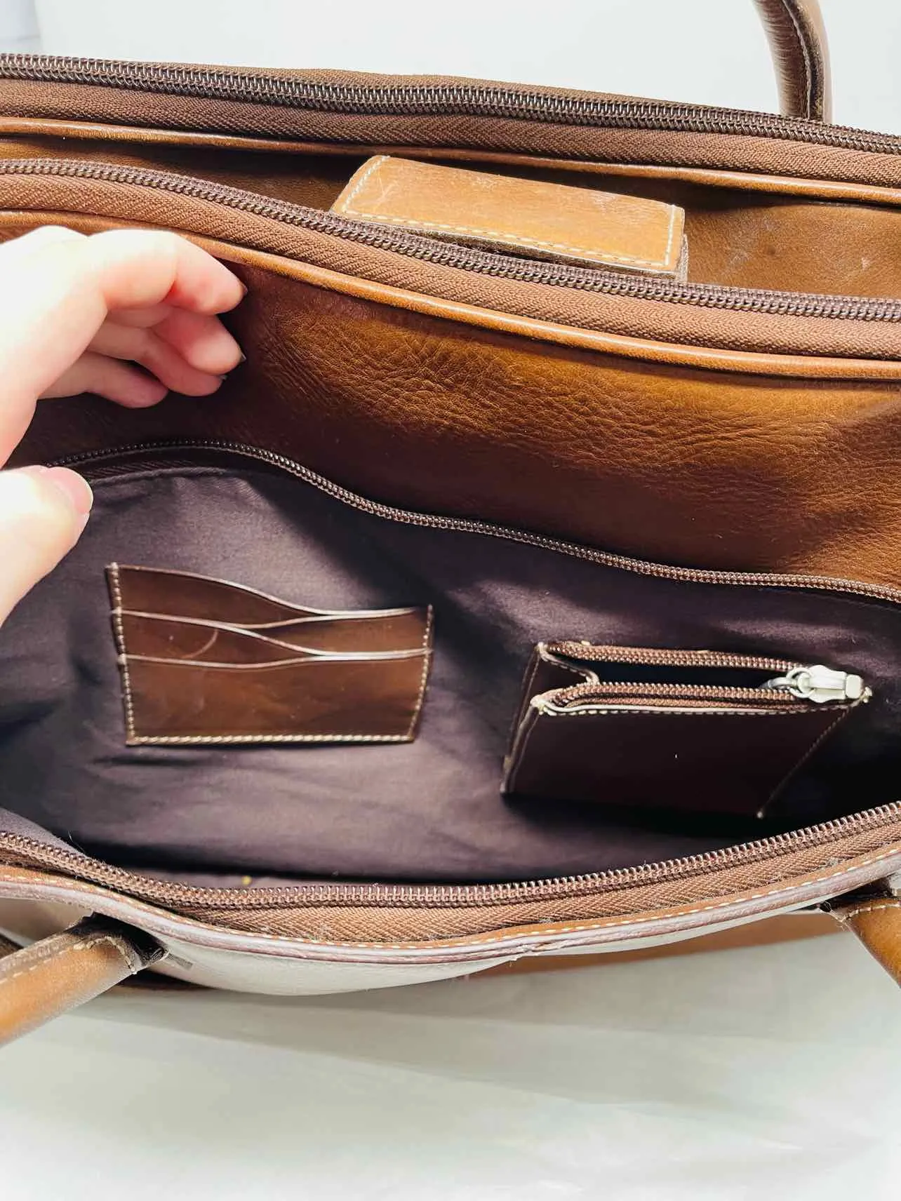 Cole Haan Brown Leather Luggage Messenger Bag