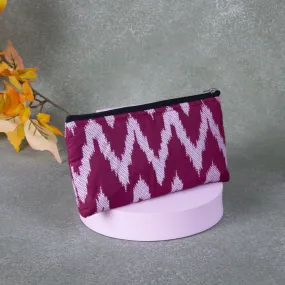 Cotton Purse Maroon Colour White Zig Zag Design.