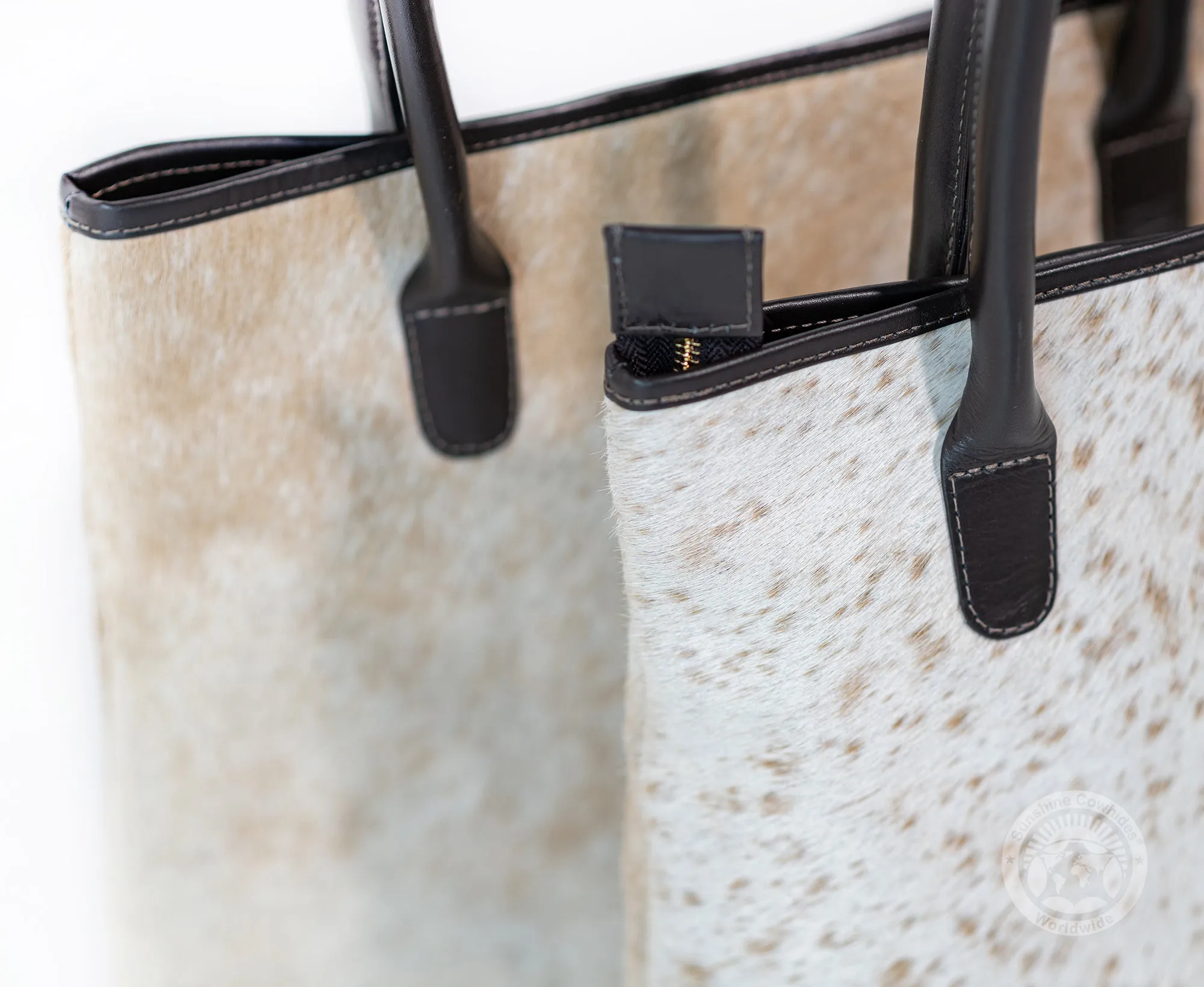 Cowhide Handbag - Beige