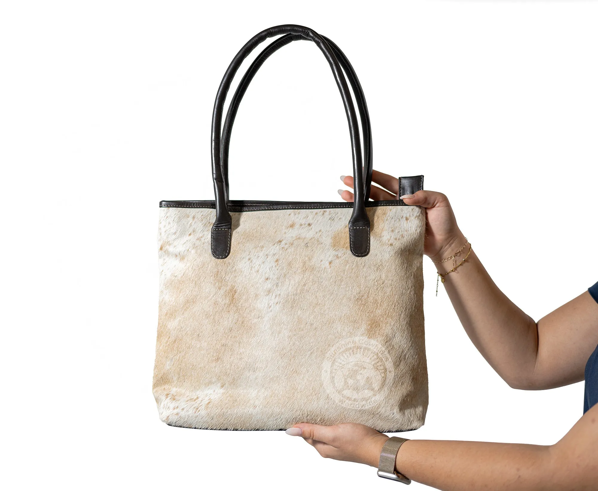 Cowhide Handbag - Beige