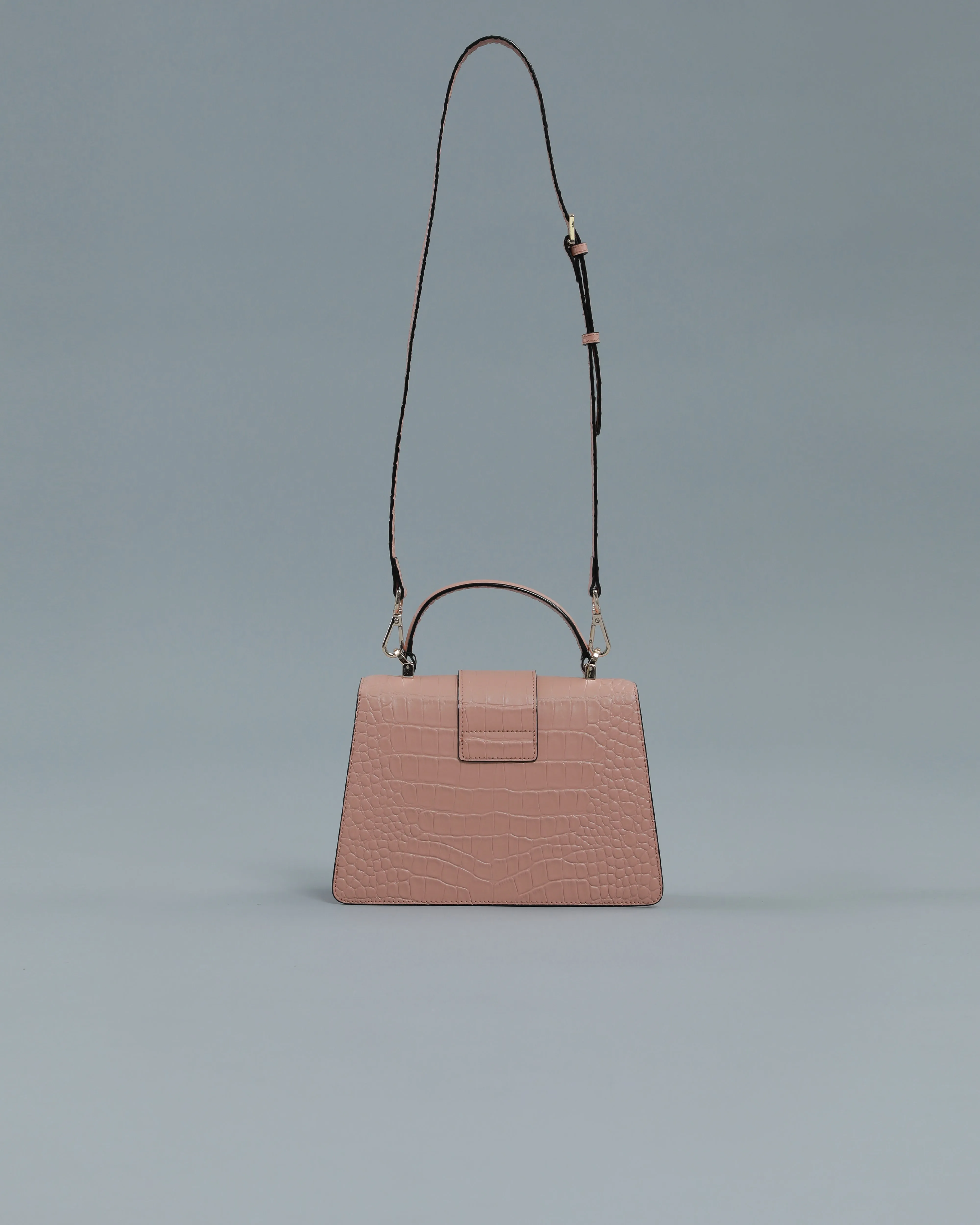 Croc Textured Handbag in Pink