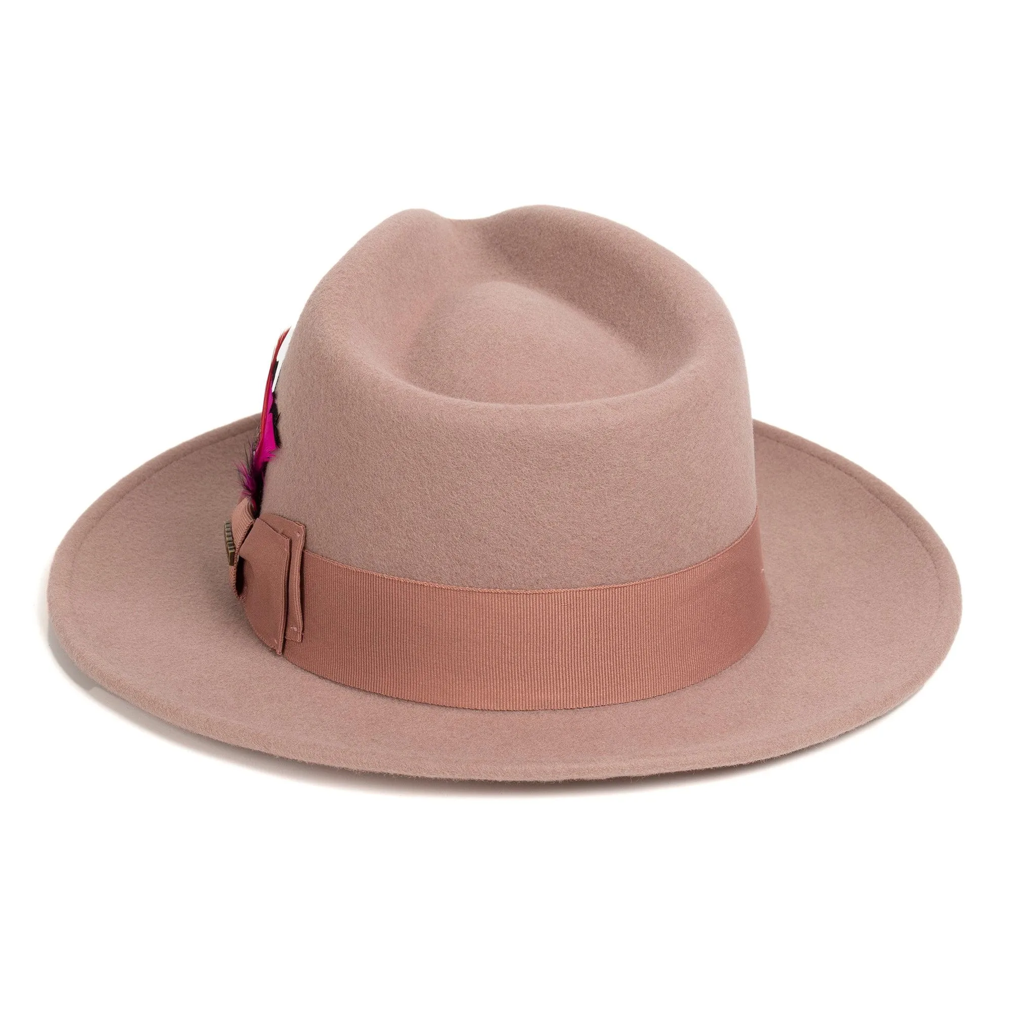 Crushable Dusty Pink 100% Australian Wool Fedora Hat