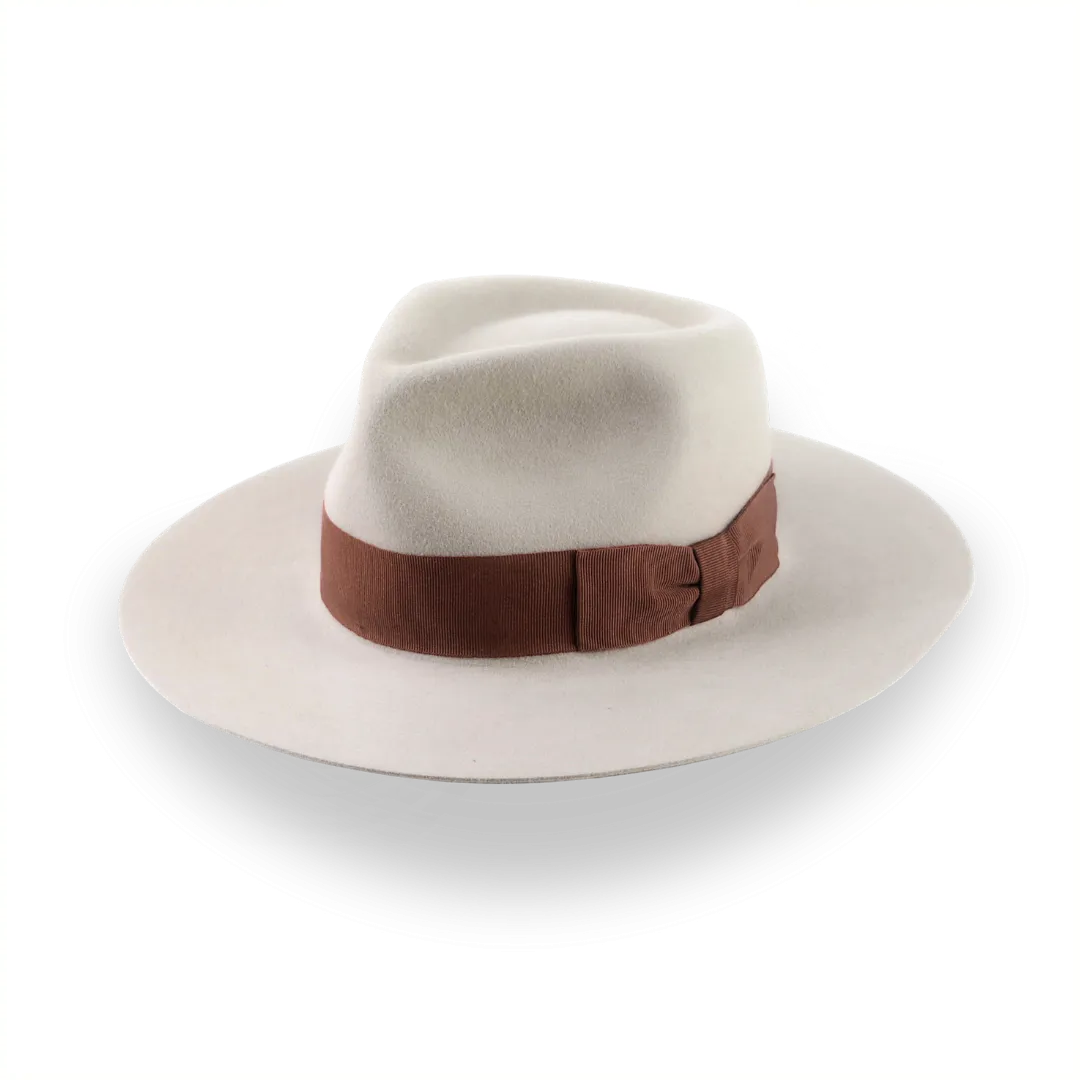 Custom Crafted Beige Flat Brim Fedora Hat | The Rusty 11