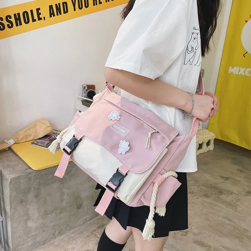 Darianrojas Korean Fashion Casual Big Bag Student School Bags for Teenage Girls Messenger Bag Shoulder Bag Crossbody Bags Women