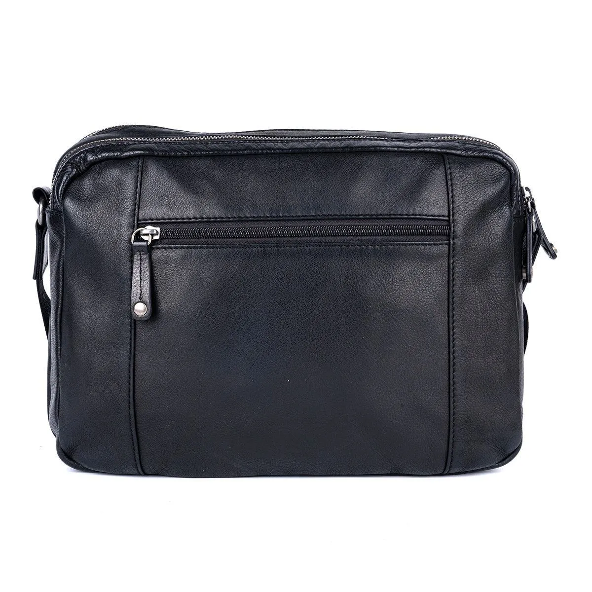 David Jones Zip Messenger Bags Leather Black Colour For Men