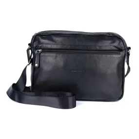 David Jones Zip Messenger Bags Leather Black Colour For Men