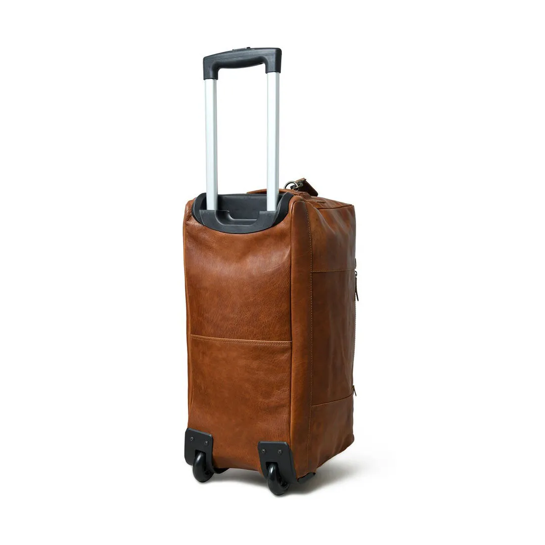 Dazzlo Leather Trolley Bag with Wheels - Brown - 40L