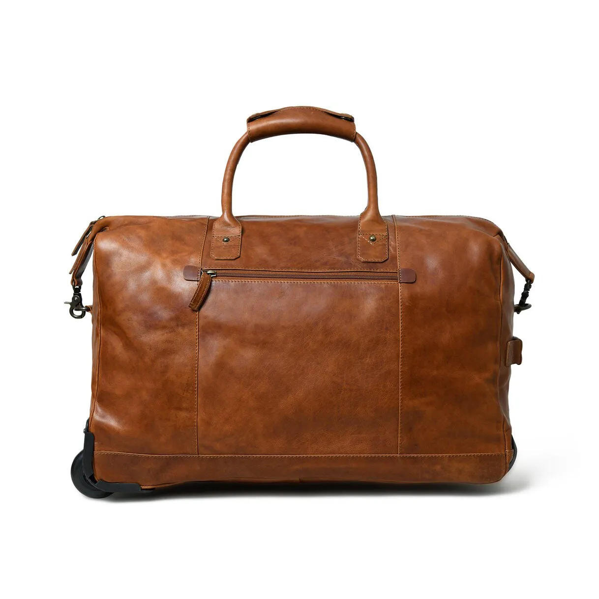 Dazzlo Leather Trolley Bag with Wheels - Brown - 40L