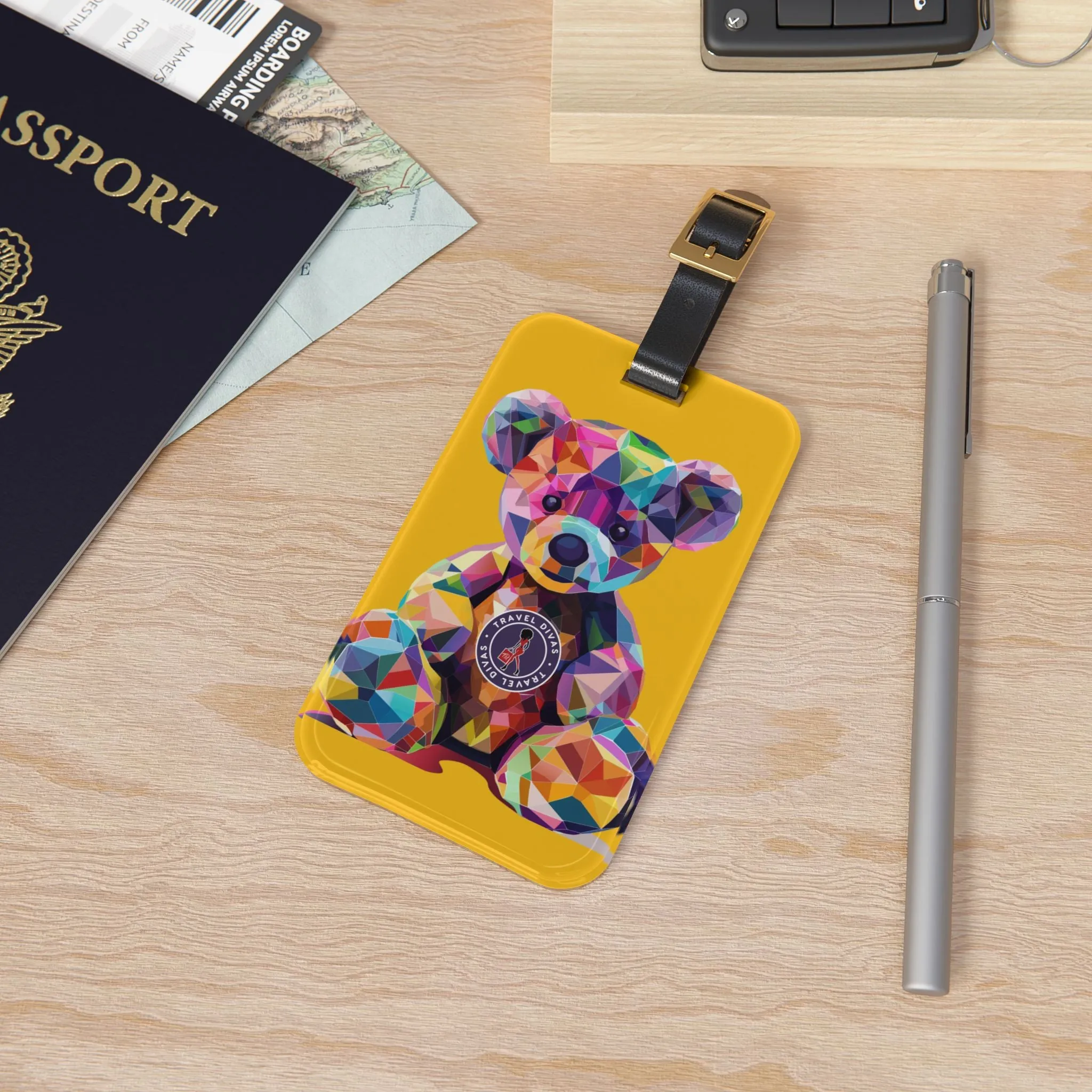 Diva Bear Yellow Luggage Tag