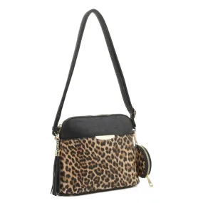 DS95314L2 Leopard Dome Crossbody w/ Earbud Case