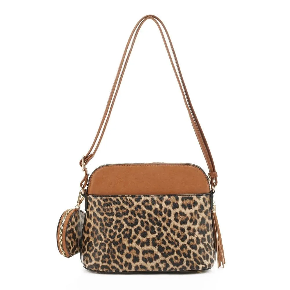 DS95314L2 Leopard Dome Crossbody w/ Earbud Case