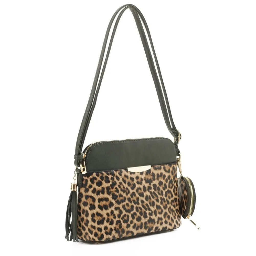 DS95314L2 Leopard Dome Crossbody w/ Earbud Case