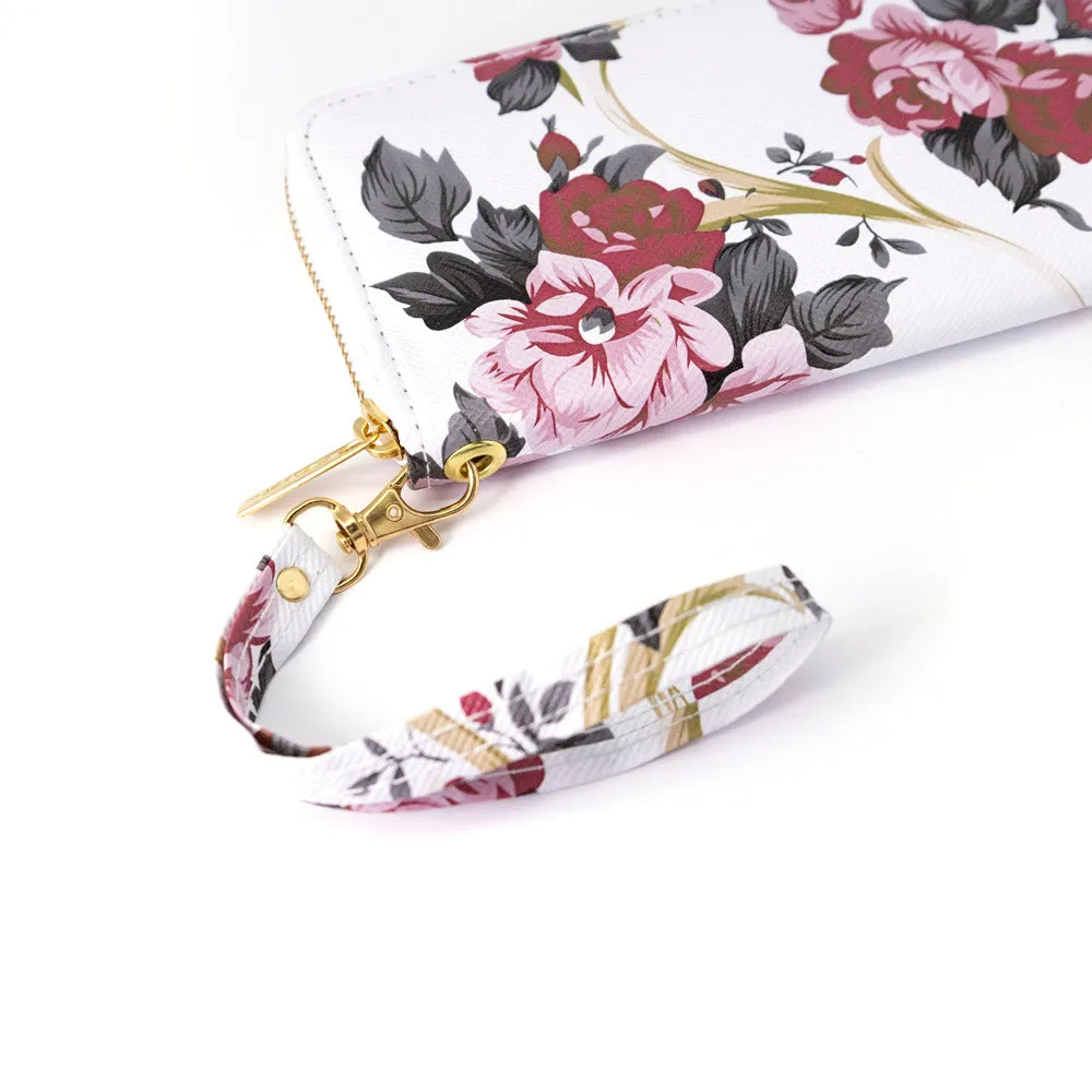 Elisa Pink, Grey and White Floral Purse