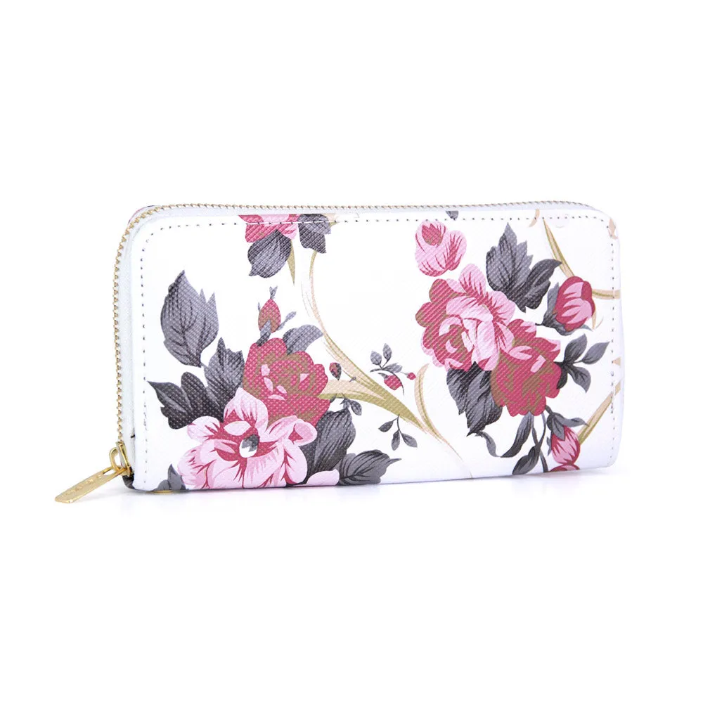 Elisa Pink, Grey and White Floral Purse