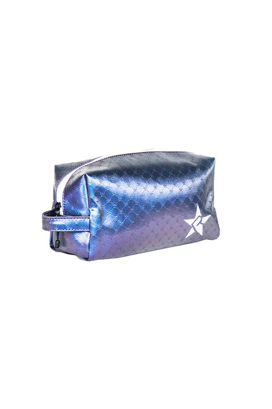 Embossed in Purple Rebel Makeup Bag with White Zipper