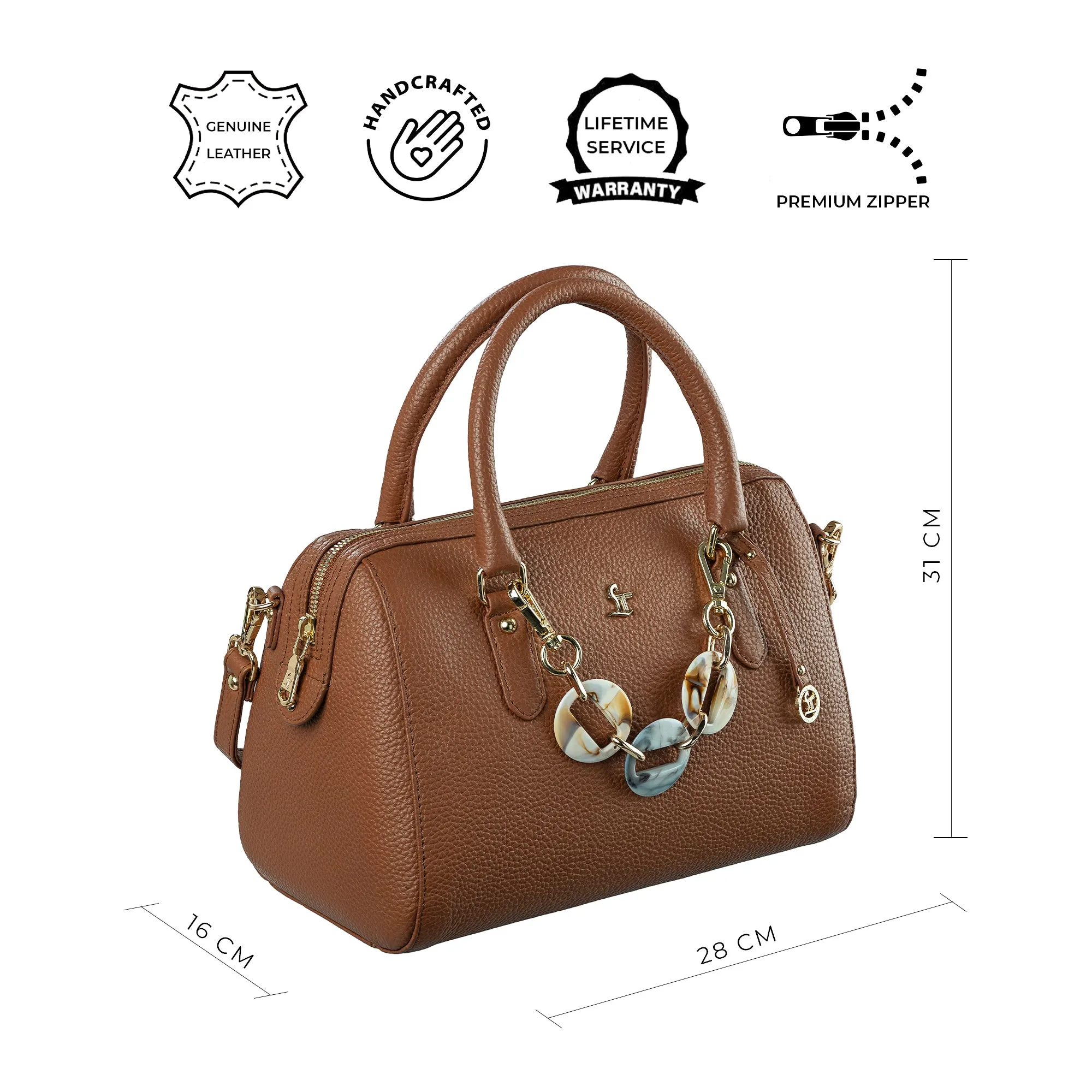 Enna - Sling Bag | Leather Handbag for Women | Genuine Leather Ladies Bag | Color: Brown