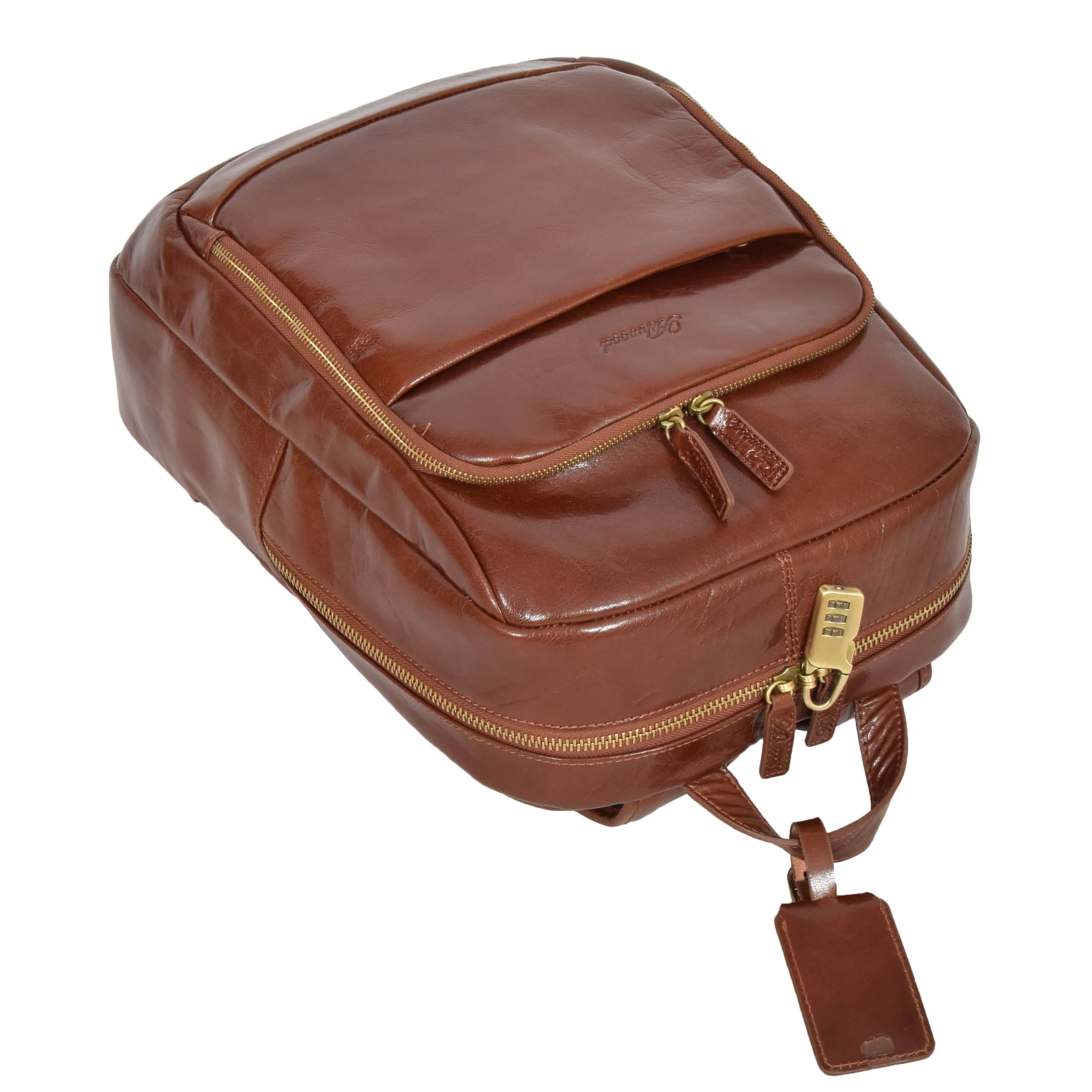 Exclusive Leather Organiser Rucksack Peru Chestnut Tan