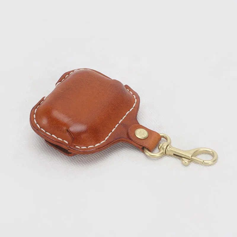 Fashion retro cowhide hand-stitched earphone bag