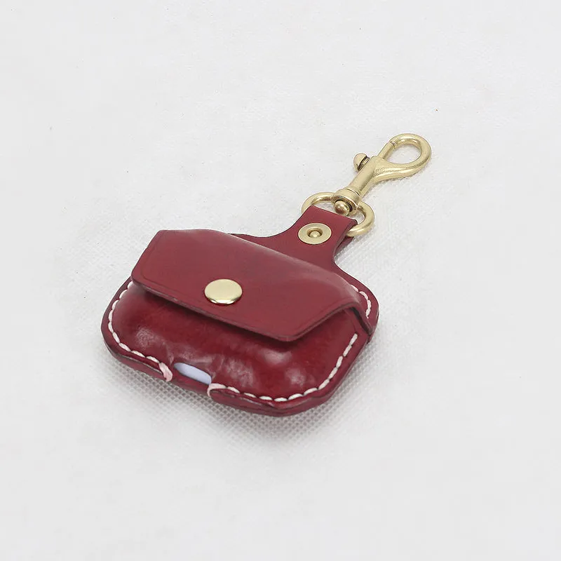 Fashion retro cowhide hand-stitched earphone bag