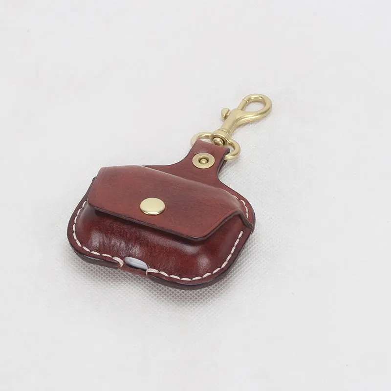 Fashion retro cowhide hand-stitched earphone bag