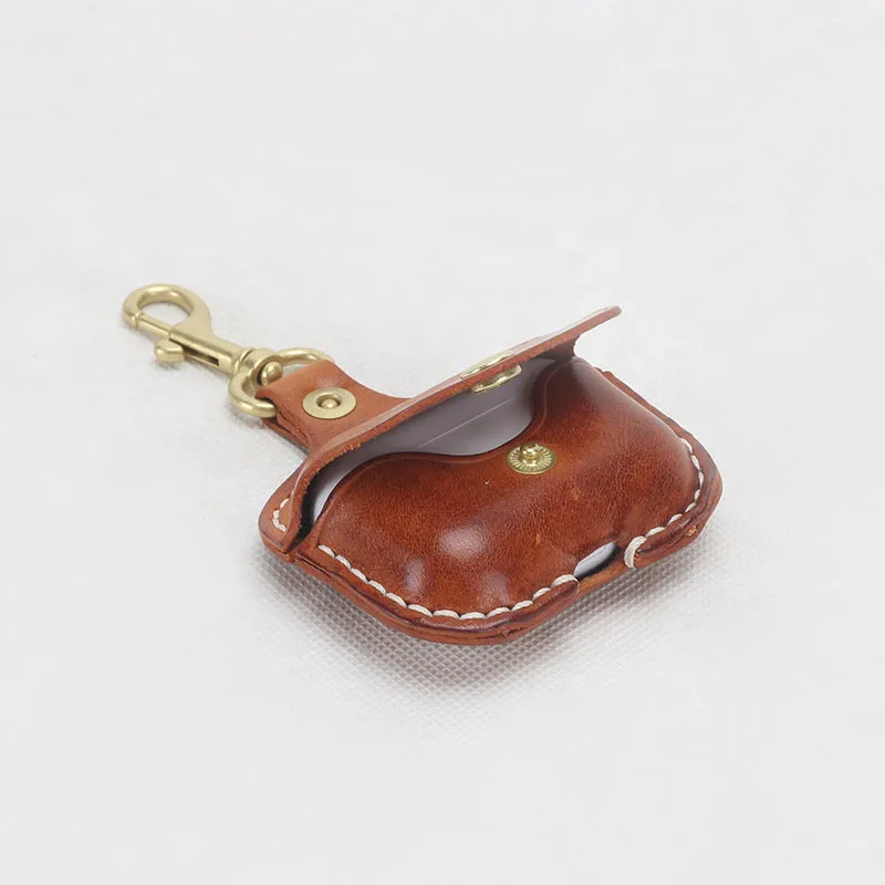 Fashion retro cowhide hand-stitched earphone bag