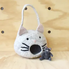 Felt Cat House Bag with Cat Toy