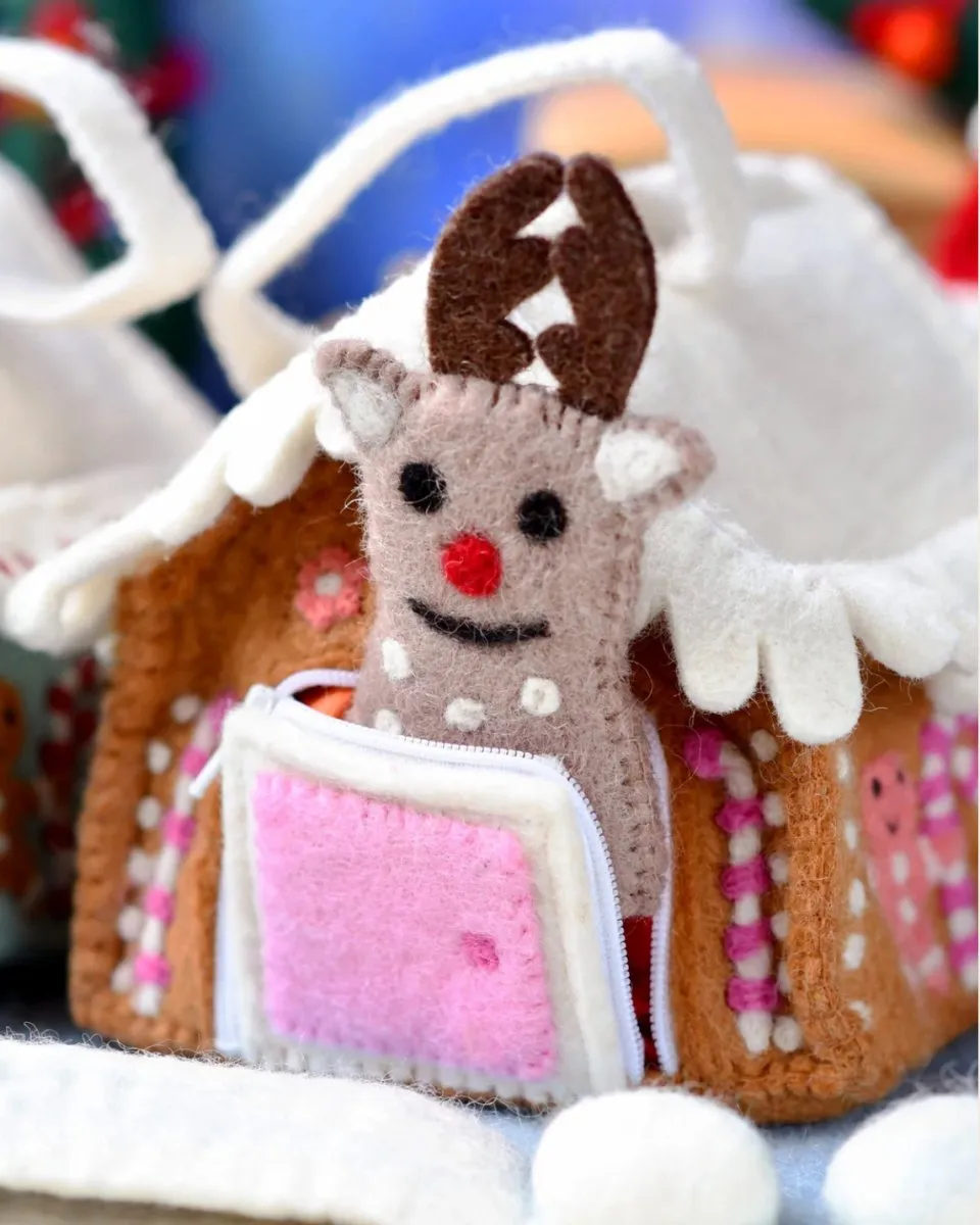 Felt Gingerbread House Bag (Pink)| Tara Treasures