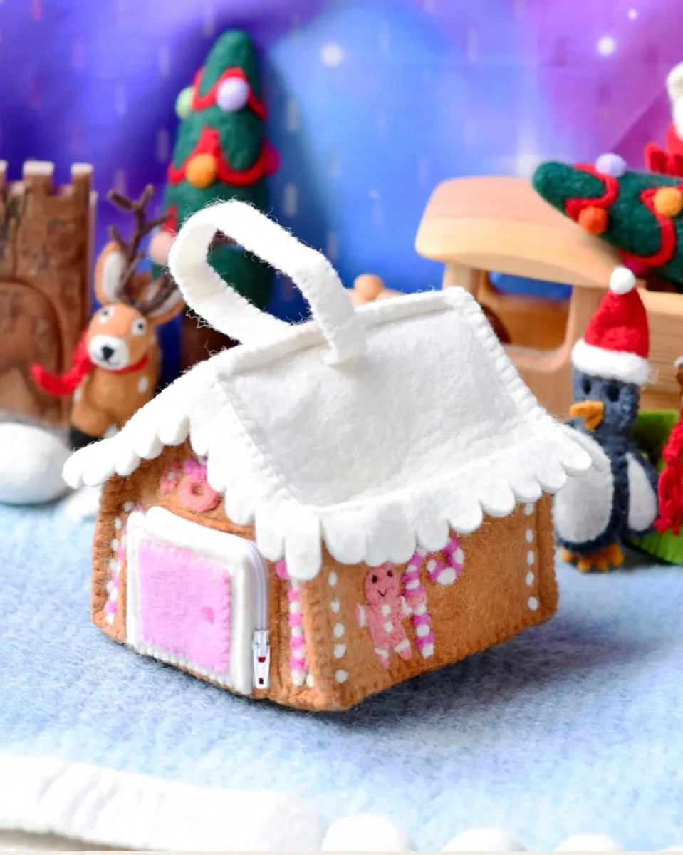 Felt Gingerbread House Bag (Pink)| Tara Treasures