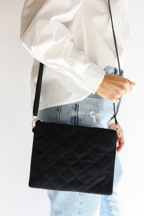 FINAL SALE - Fashionable Favorite Black Corduroy Crossbody Bag