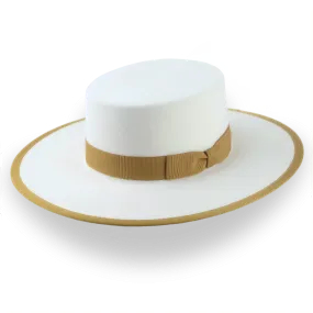 Flat Western Cowboy Hat in Ivory Fur Felt | The Tower