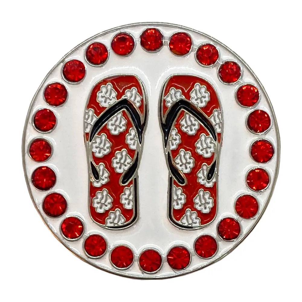 Flip Flops (Red) Golf Ball Marker Only