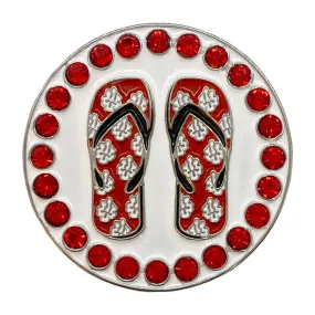 Flip Flops (Red) Golf Ball Marker Only