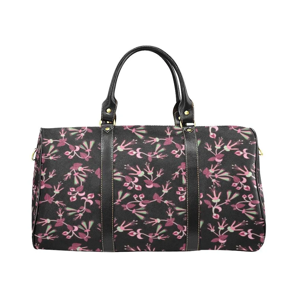 Floral Green Black Waterproof Travel Bag