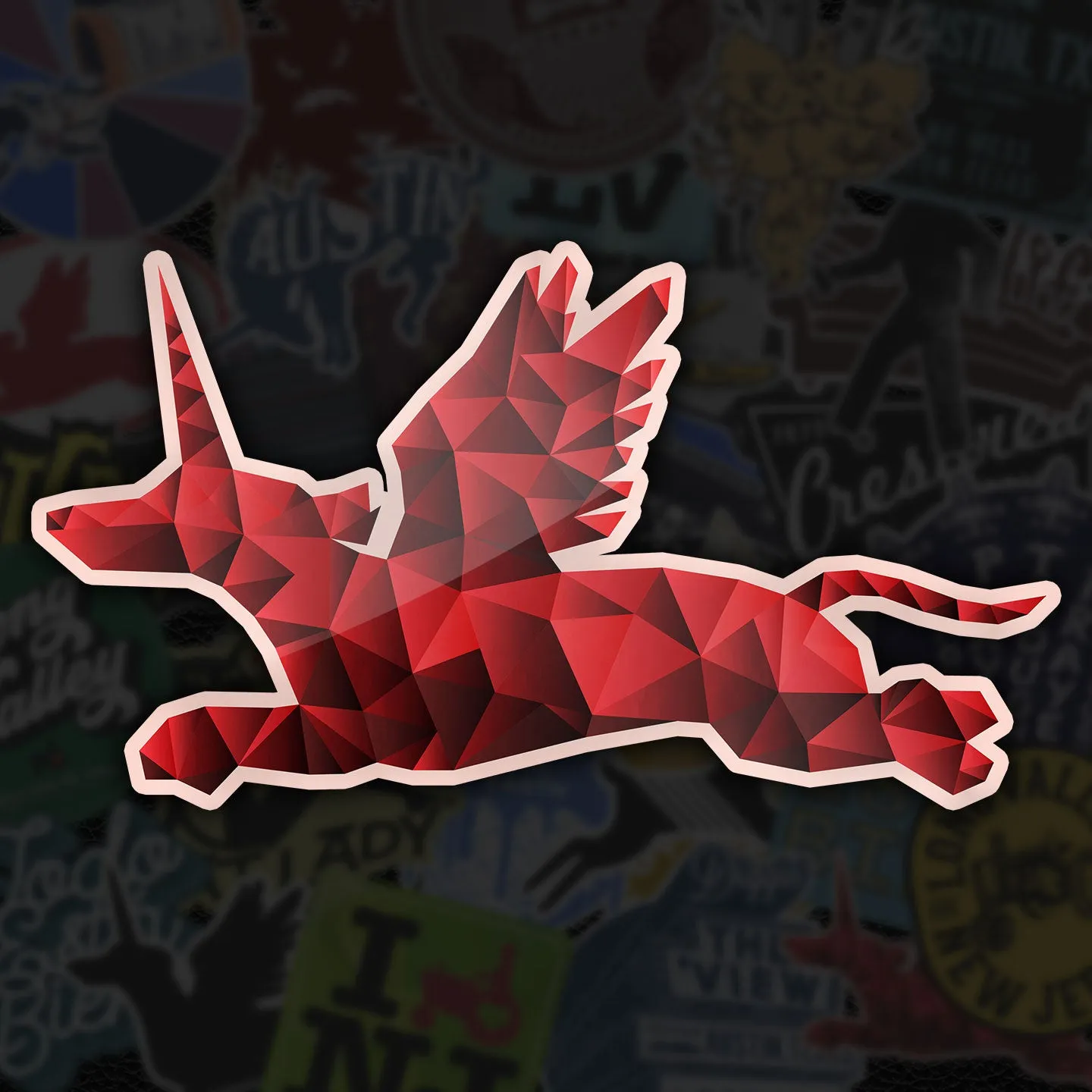 FLYING WEENICORN - Polygons  - Sticker