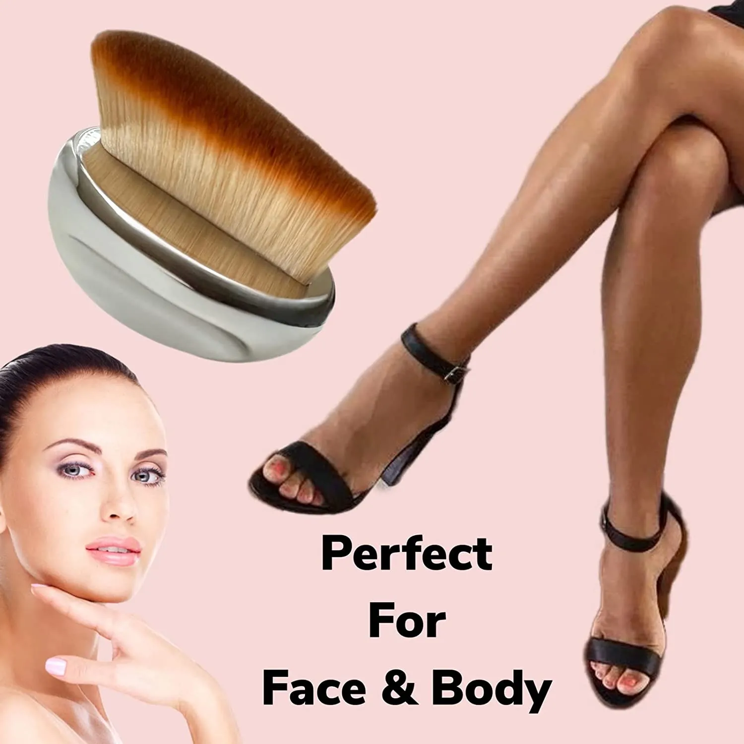 Foundation Brush Angled Makeup Brush SOFT Kabuki Flat Face Body SPF Blush Bronzer Highlighter Contour Self-Tanner Buffing Liquid Powder Cream Cosmetic Application Mirror Finish