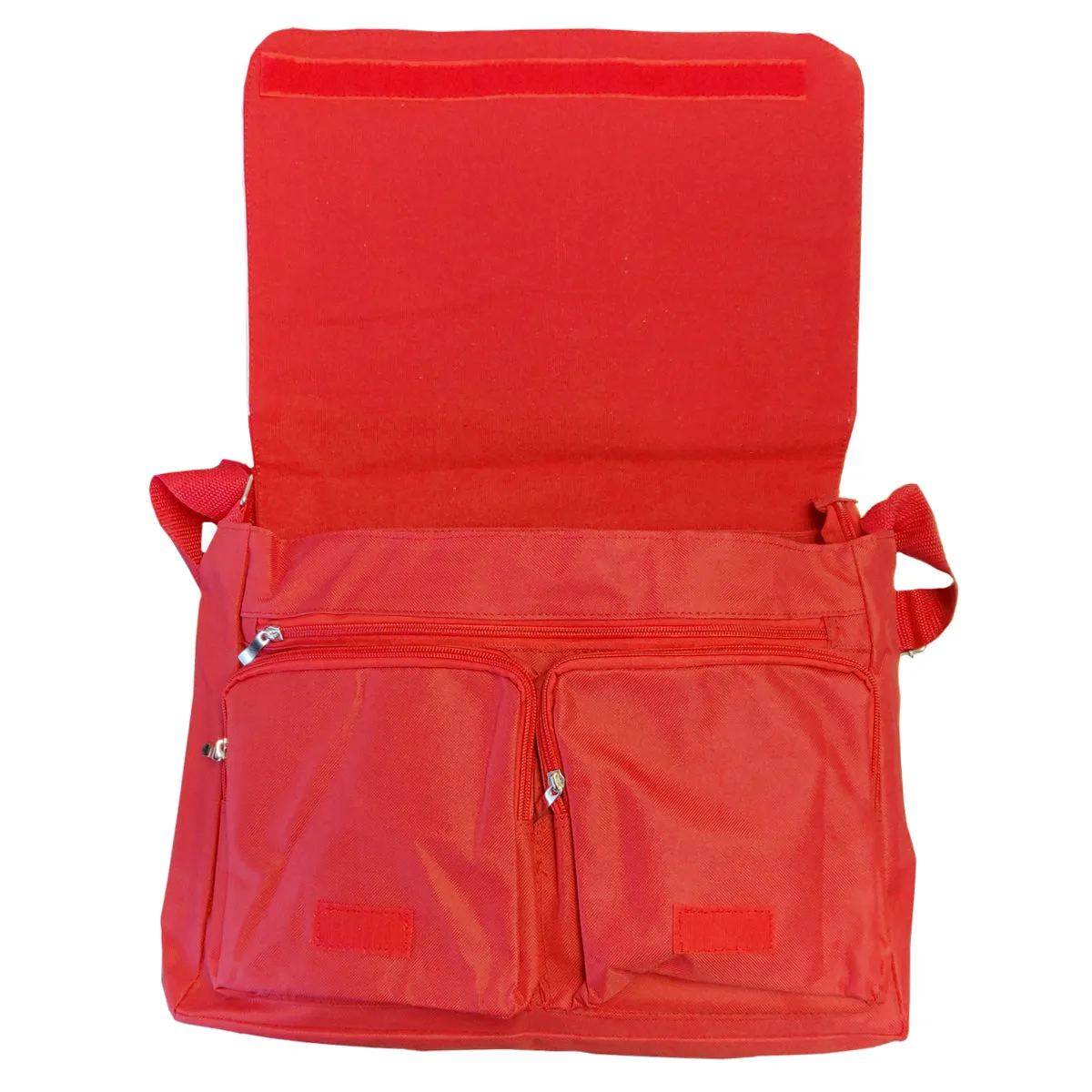 FULL CARTON - 25 x LARGE SHOULDER BAGS with POCKETS - 38cm x 30cm - RED