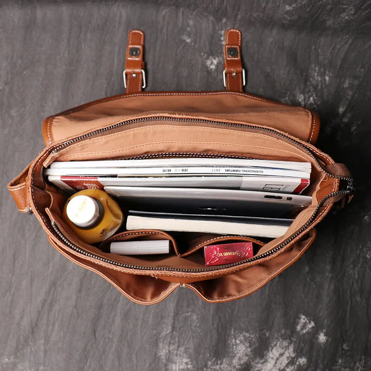 Full Grain Leather Messenger Bag Mens Leather Shoulder Bag Handmade Leather Crossbody Bag