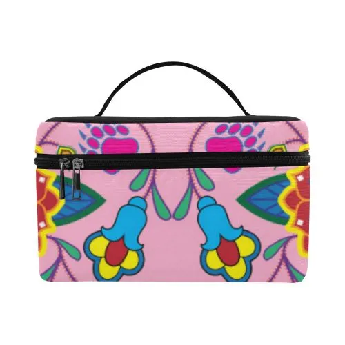 Geometric Floral Winter-Sunset Cosmetic Bag/Large