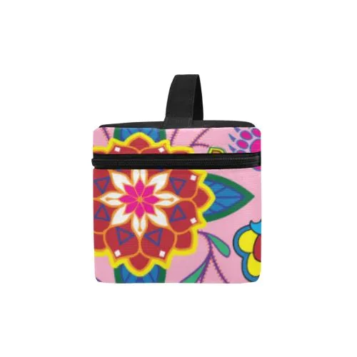 Geometric Floral Winter-Sunset Cosmetic Bag/Large