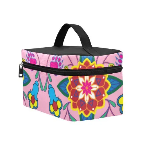 Geometric Floral Winter-Sunset Cosmetic Bag/Large