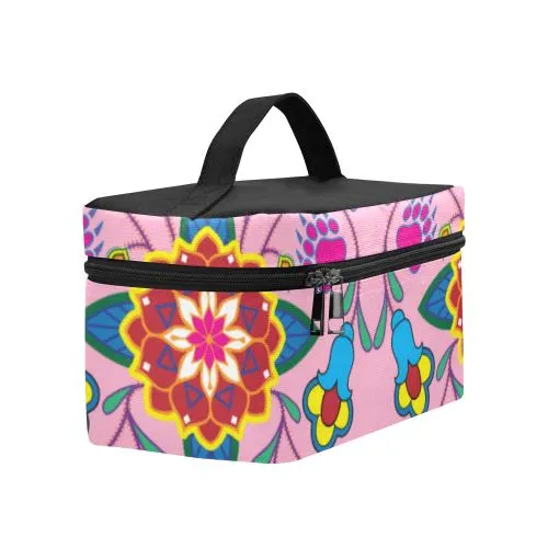 Geometric Floral Winter-Sunset Cosmetic Bag/Large