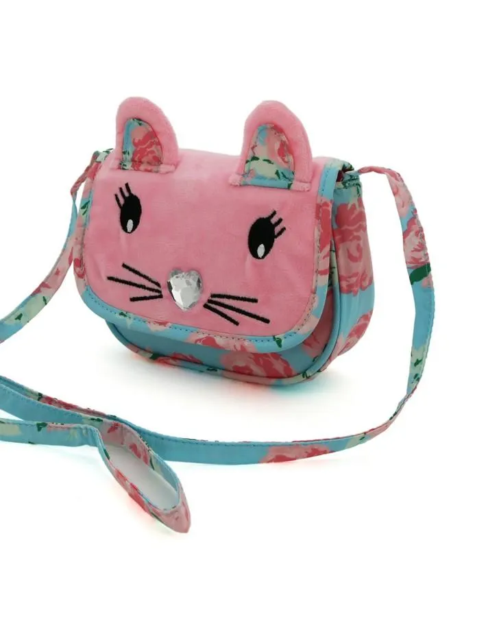 Girl's Pink Critter Cat Crossbody Purse