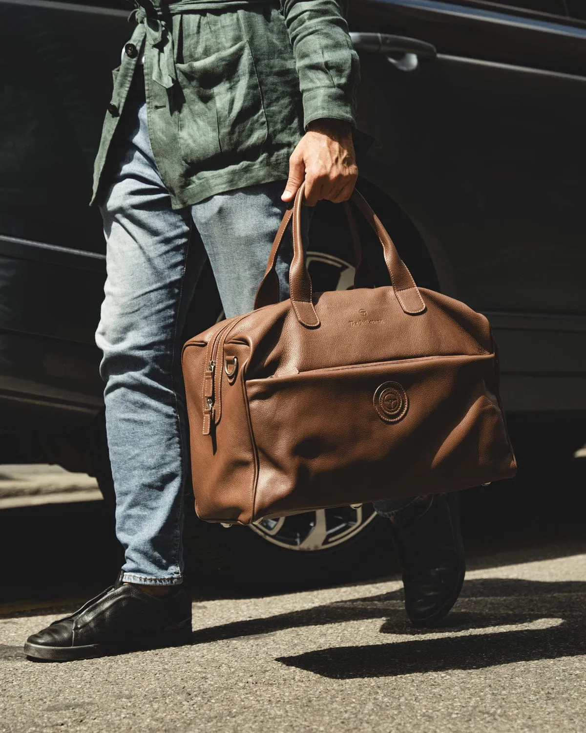 GLOBETROTTER - Full-grain Leather Duffle Bag - Walnut Brown