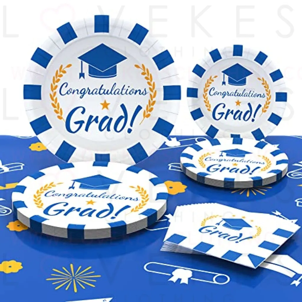 Graduation Party Decorations 2023, Graduation Plates and Napkins 2023, Graduation Party Supplies, Graduation Decorations Class of 2023 Includes Graduation Plates Napkins Tablecloth Tableware Set Blue