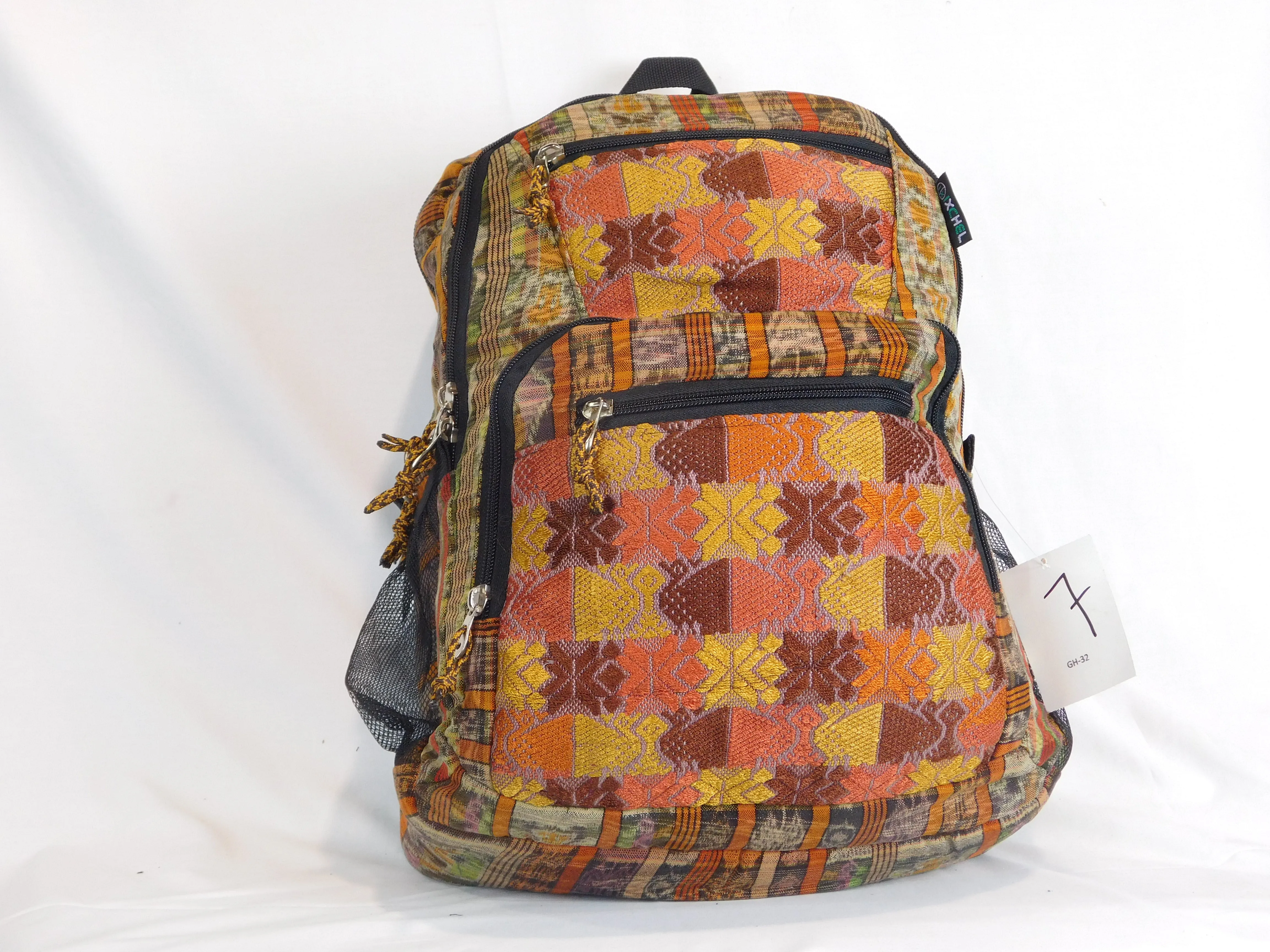 Hand-Woven Backpack with Hand-Brocaded Accents (Large)