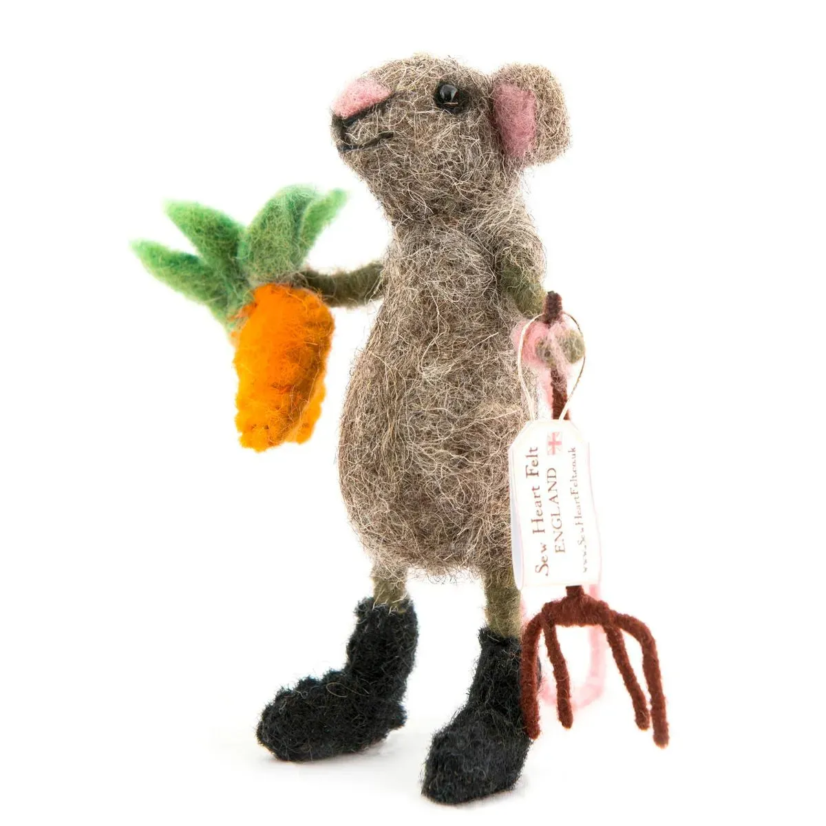 Handcrafted Gardener Felt Mouse, Nepal