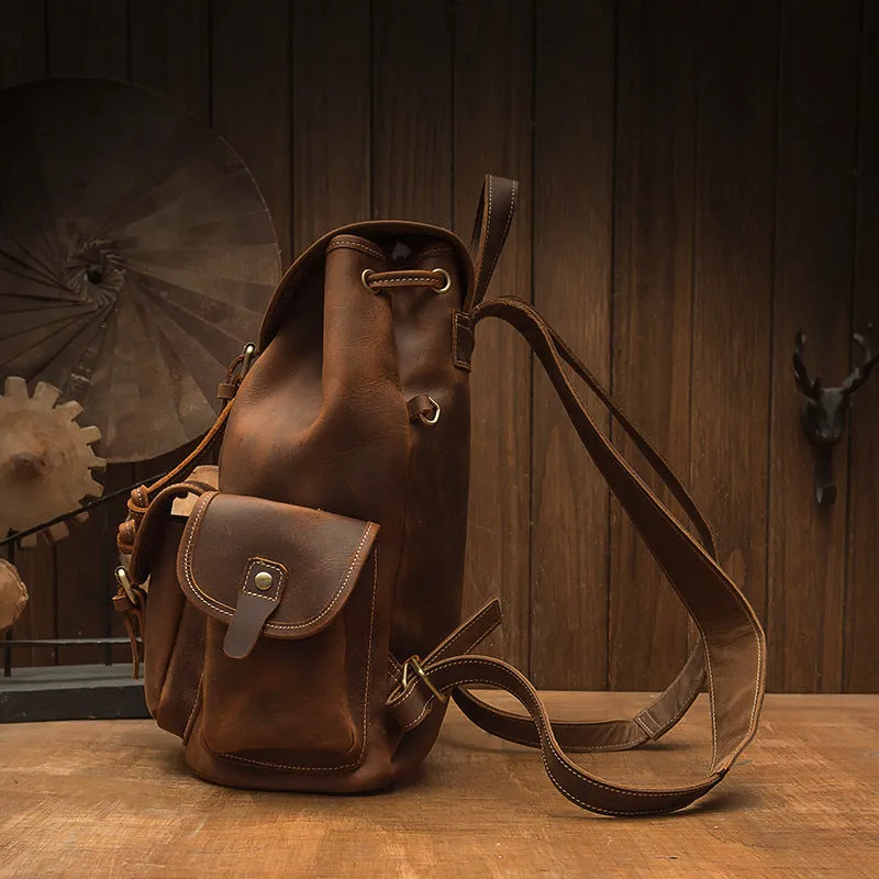 Handmade Crazy Horse leather retro backpack