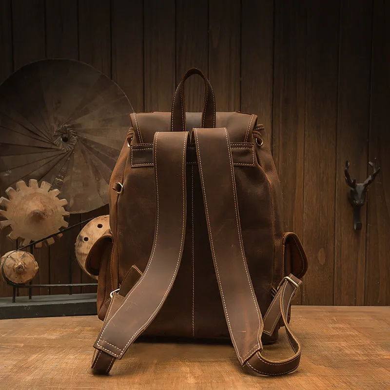 Handmade Crazy Horse leather retro backpack